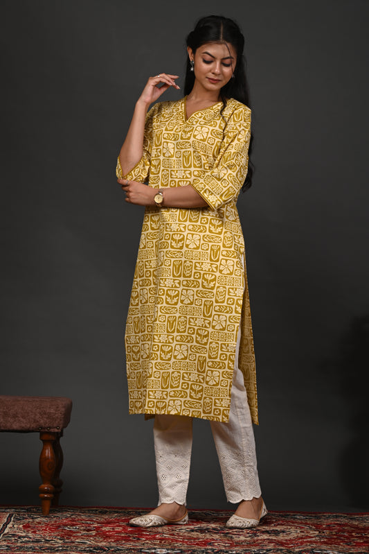 Rimeline Women Floral Printed Festive Cotton Straight Kurta