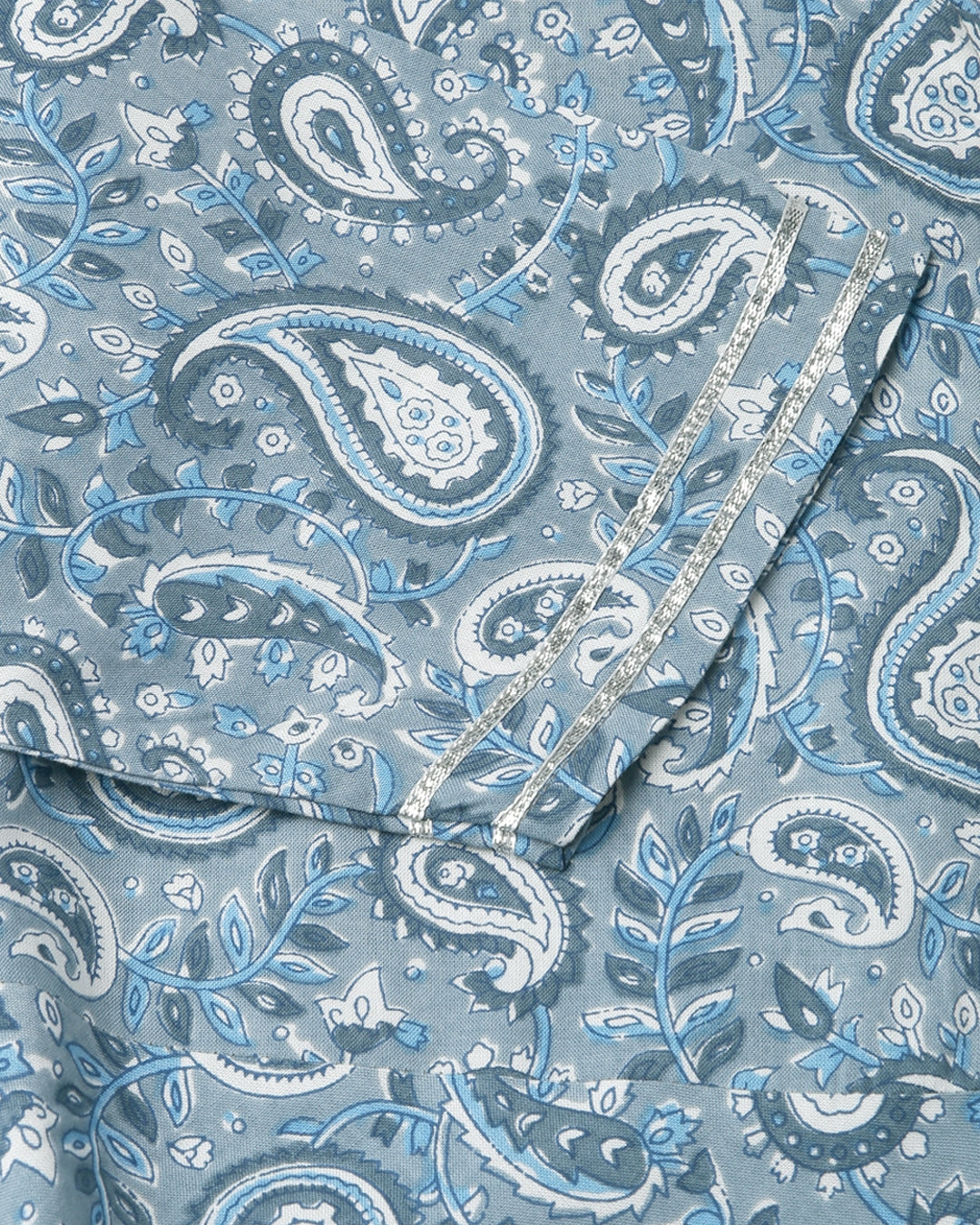 RimeLine blue Paisley printed Round neck kurti For Women
