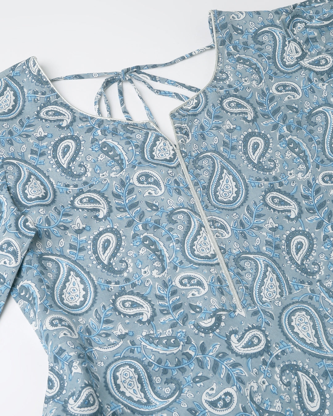 RimeLine blue Paisley printed Round neck kurti For Women