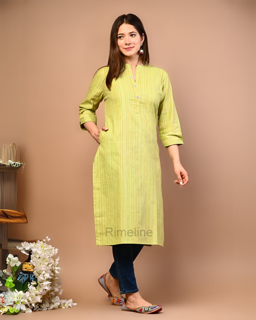 RimeLine Mandarin Straight kurta for women