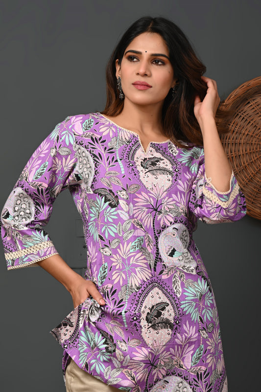 Rimeline Floral Printed Pure Cotton Kurti