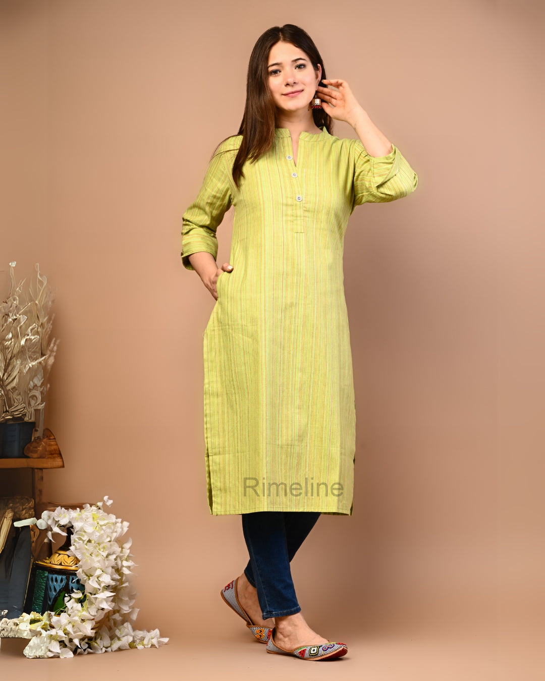 RimeLine Mandarin Straight kurta for women