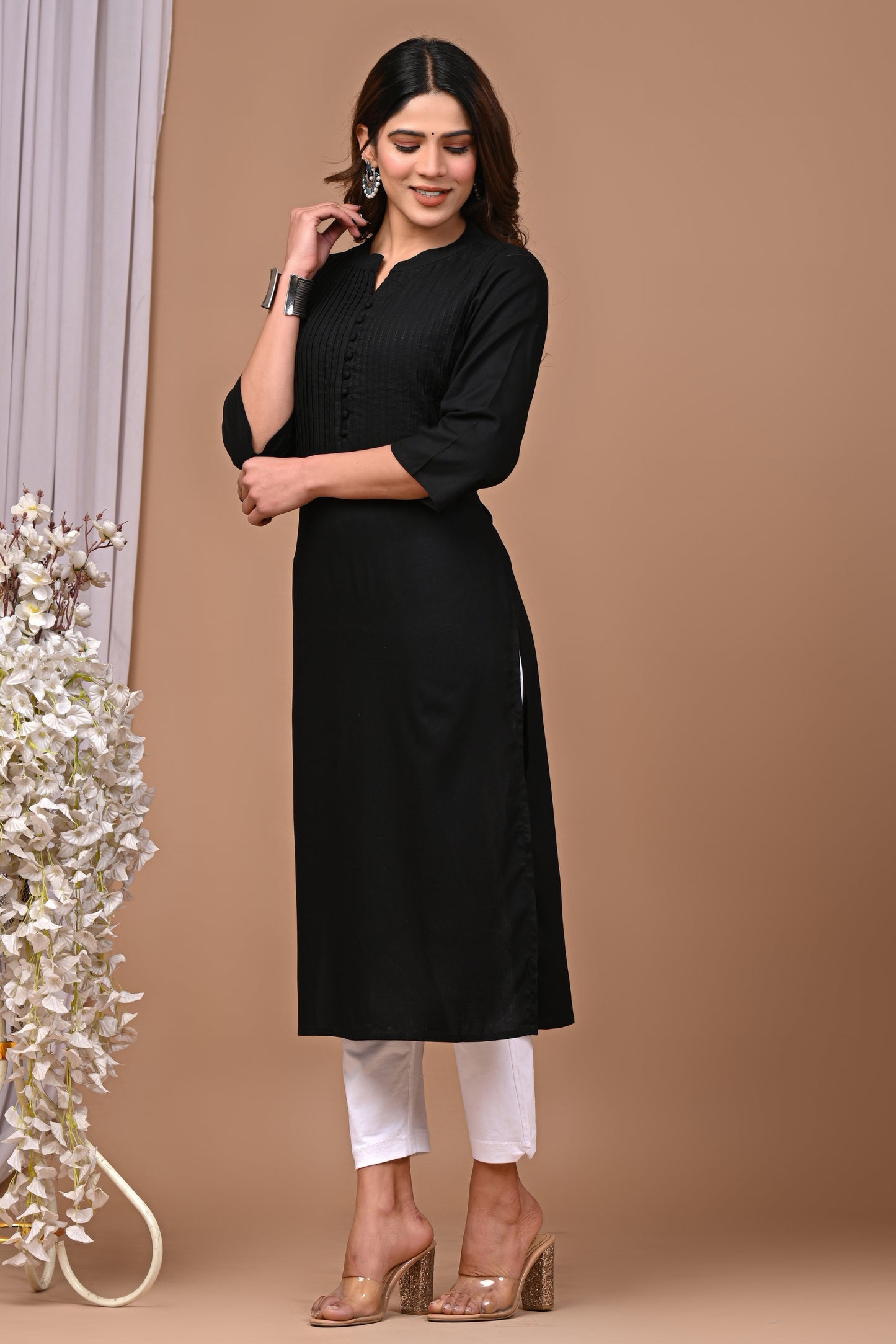 RimeLine Mandarin Neck Kurti for Women
