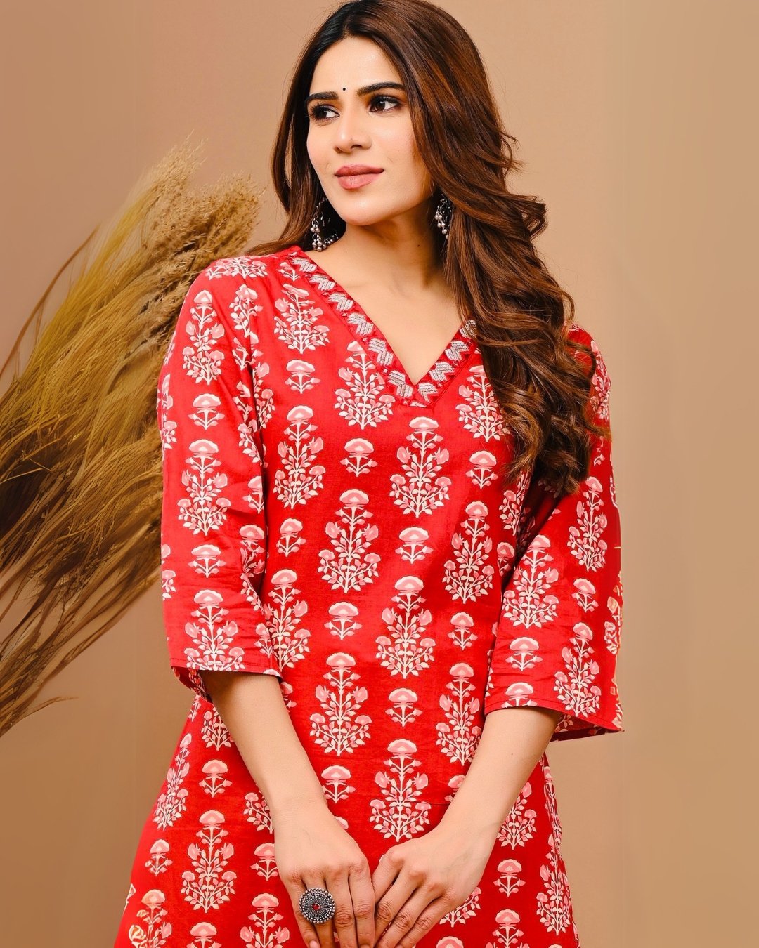Floral Printed Pure Cotton A-Line Kurta