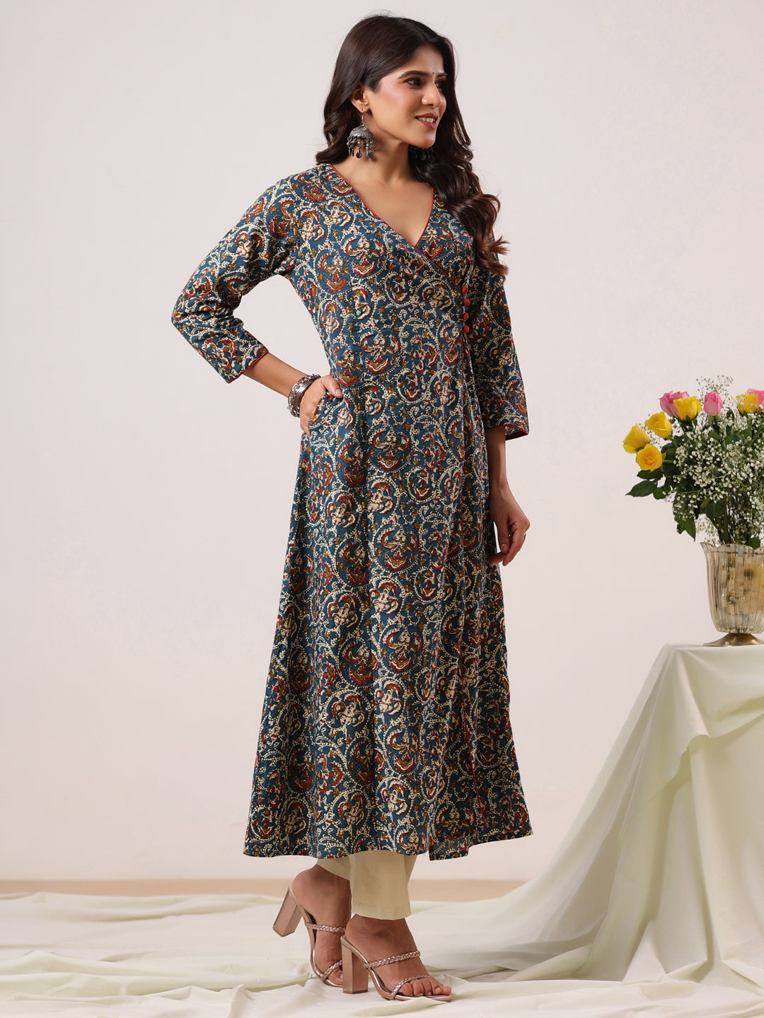 Rimeline Women Ethnic Motifs Printed Floral Kurta