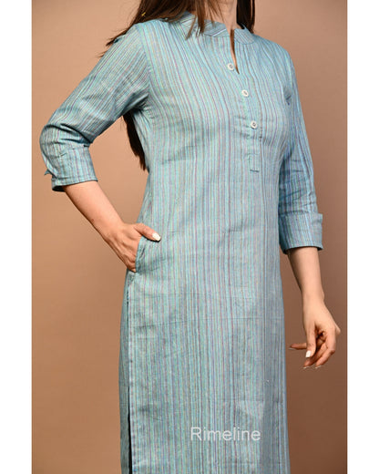 RimeLine Stripped Mandarin Straight kurta for women