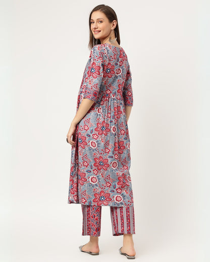 RimeLine Floral Printed Kurta pant set for Women