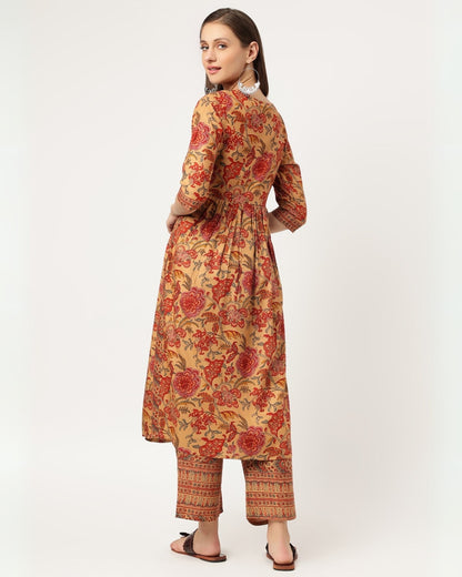 RimeLine Straight Floral Kurta pant set for Women