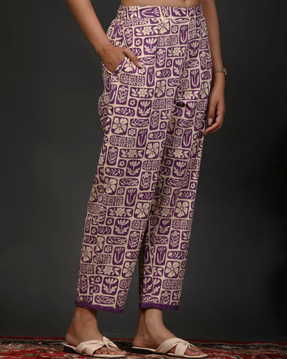 Rimeline Women Floral Printed Regular Pure Cotton Kurta with Trousers