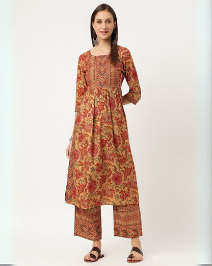 RimeLine Straight Floral Kurta pant set for Women