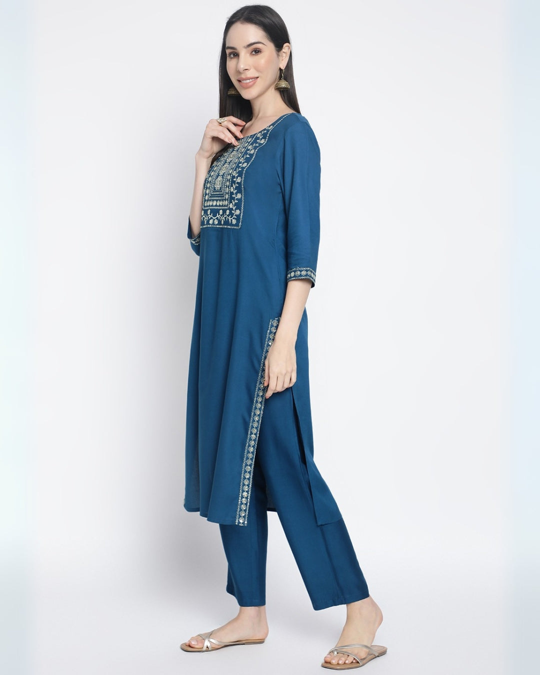 RimeLine Embroidered Nayracut Kurta for women