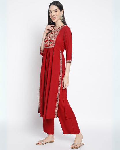 RimeLine Floral Embroidered Nayracut Kurta for women