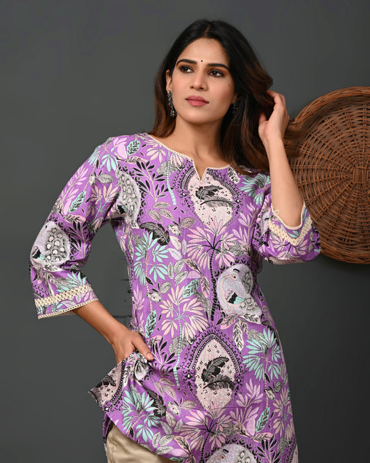 Milvia Floral Printed Pure Cotton Kurti