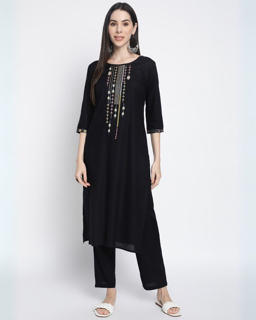 RimeLine Ethnic motifs yoke design Kurta pant set for Women