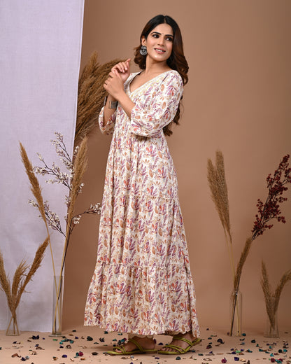 RimeLine ethnic Floral Ankle length FlairedGown