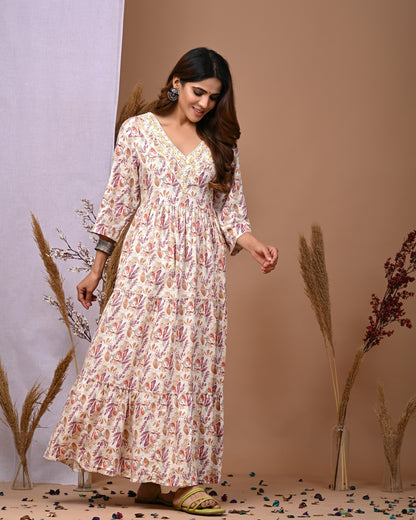 RimeLine ethnic Floral Ankle length FlairedGown