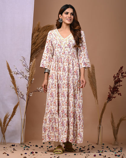 RimeLine ethnic Floral Ankle length FlairedGown