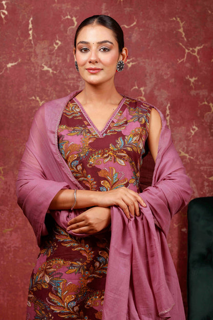 Rimeline Women Ethnic Motifs Printed Regular Pure Cotton Kurta with Trousers & Dupatta