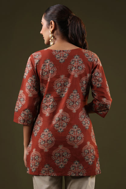 Rimeline Floral Printed Pure Cotton Short Kurti
