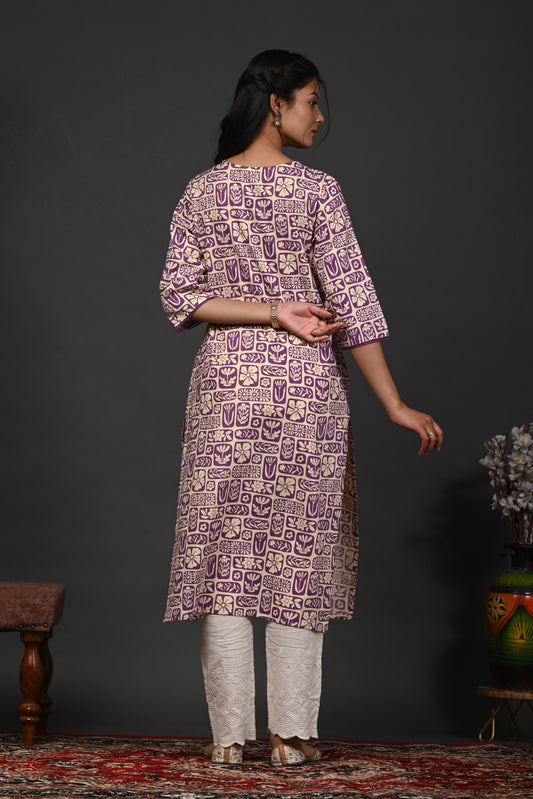 Rimeline Women Floral Printed Festive Cotton Straight Kurta