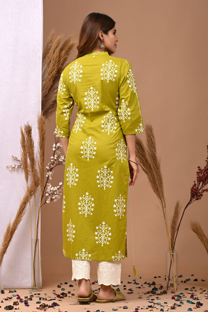 RimeLine Mesh Blue Mandain Neck Kurti For Women