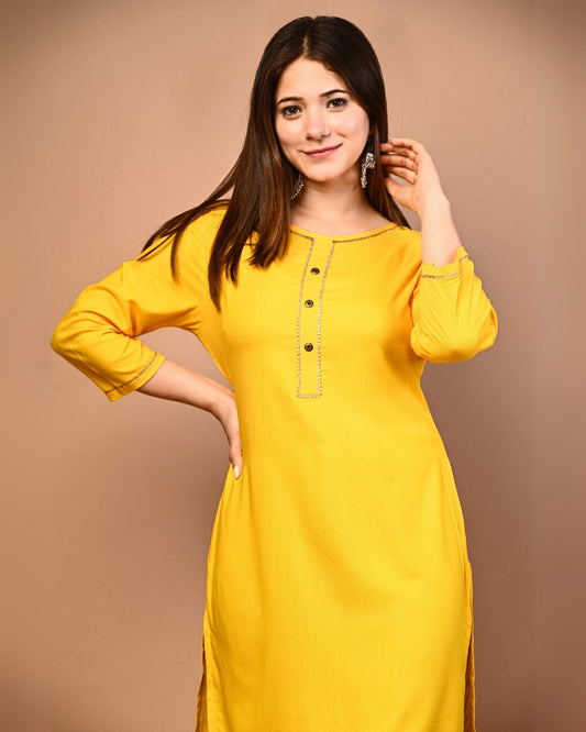 RimeLine Round Neck Straight kurta for women