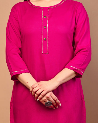 RimeLine Round Neck Straight kurta for women