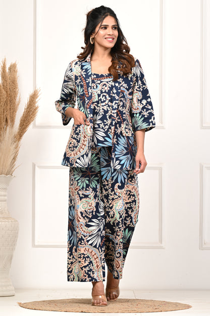 RimeLine Blue 3 pcs Co-ord Set For Women