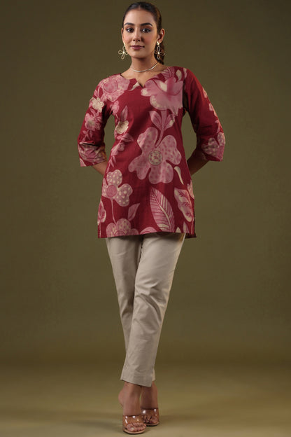 Rimeline Women Pure Cotton Floral Printed A-Line Kurti