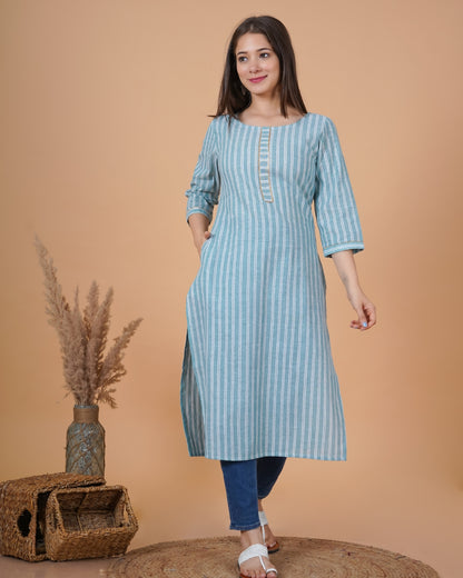 RimeLine Round Neck Straight kurta for women