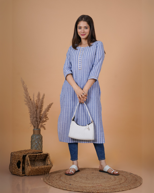 RimeLine Round Neck Straight kurta for women