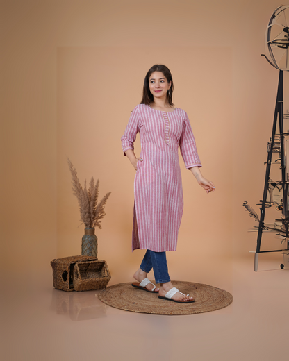 RimeLine Round Neck Straight kurta for women