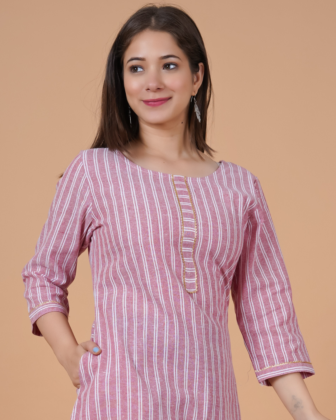 RimeLine Round Neck Straight kurta for women