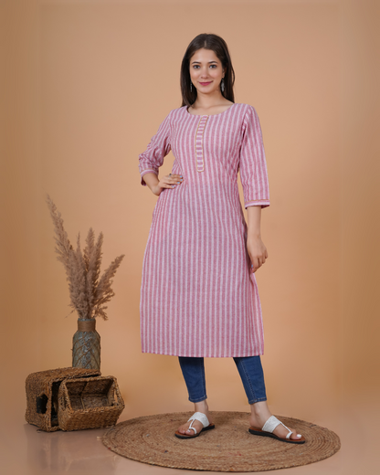 RimeLine Round Neck Straight kurta for women