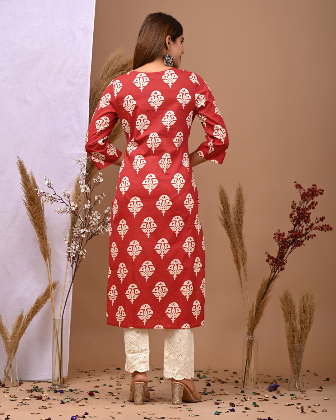 Ethnic Motifs Printed Pure Cotton Straight Kurta