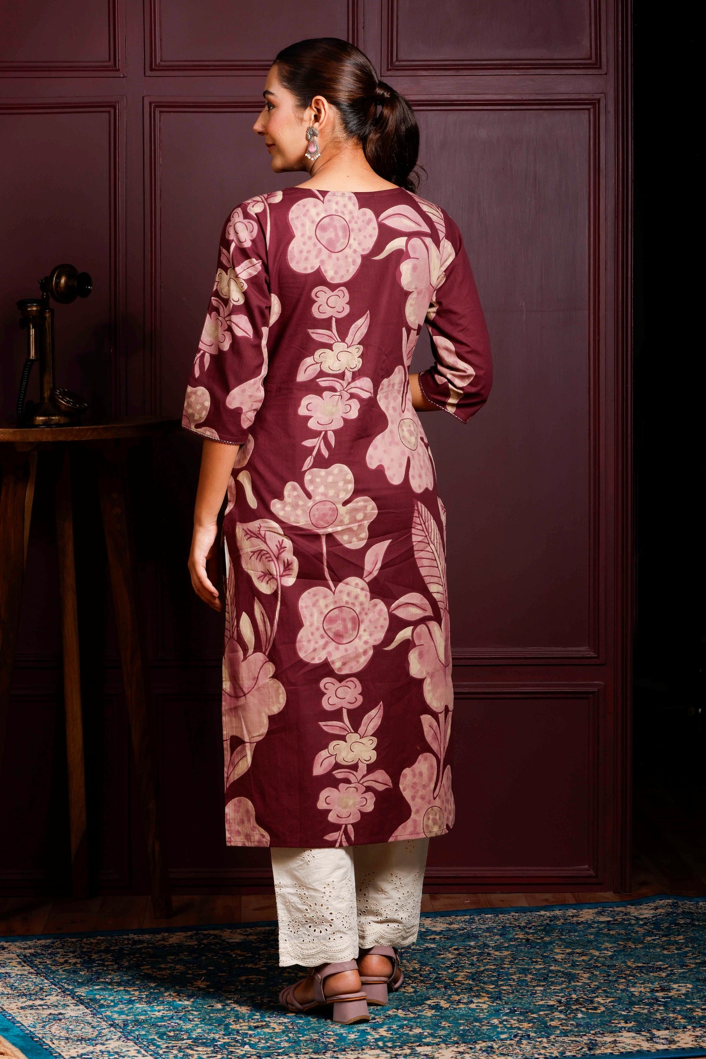 Rimeline Women Floral Daily Pure Cotton Straight Kurta