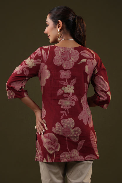 Rimeline Women Pure Cotton Floral Printed A-Line Kurti