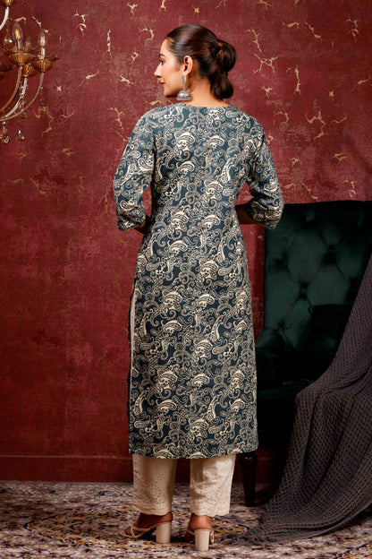 Rimeline Women Paisley Daily Pure Cotton Straight Kurta