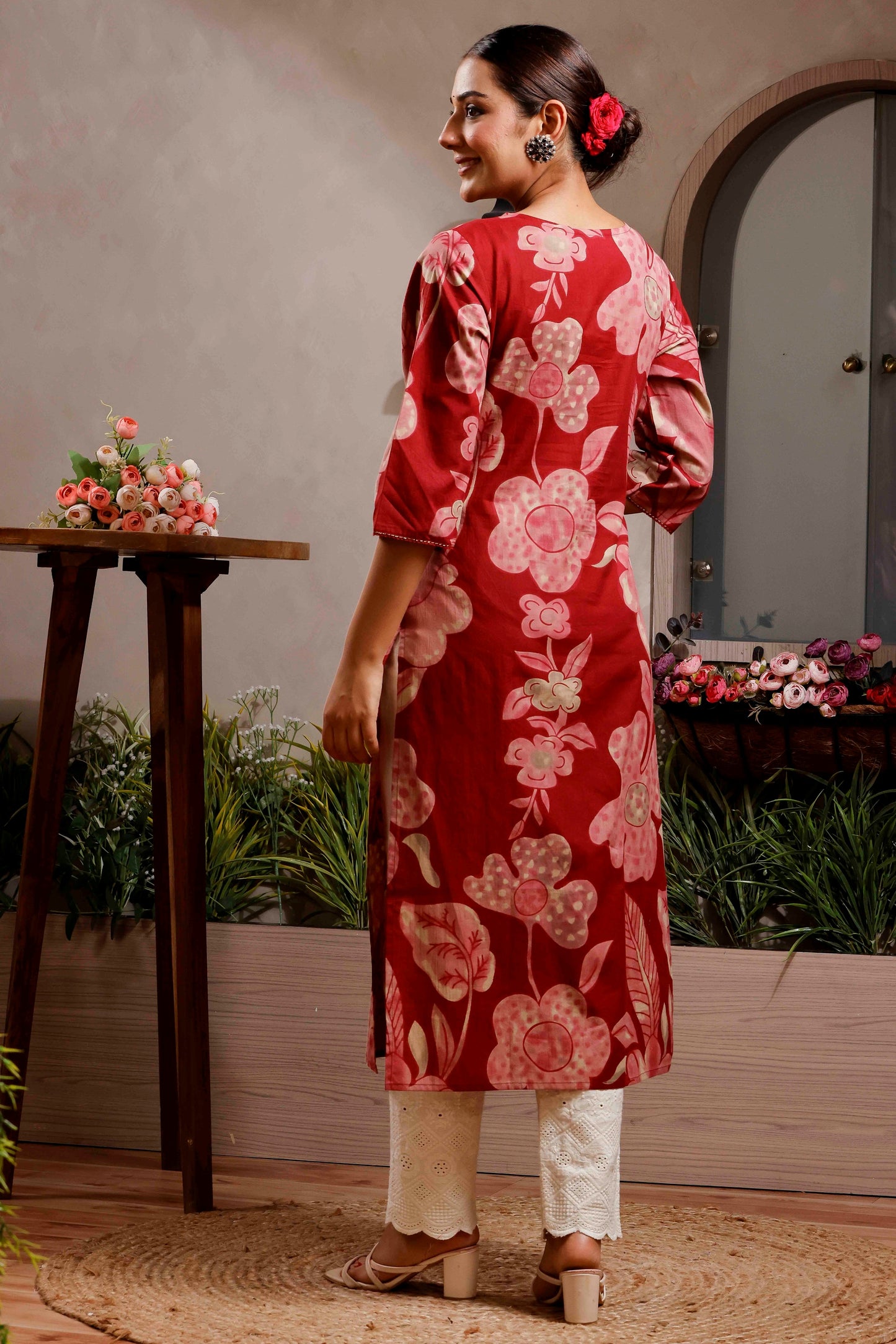 Rimeline Women Floral Daily Pure Cotton Straight Kurta