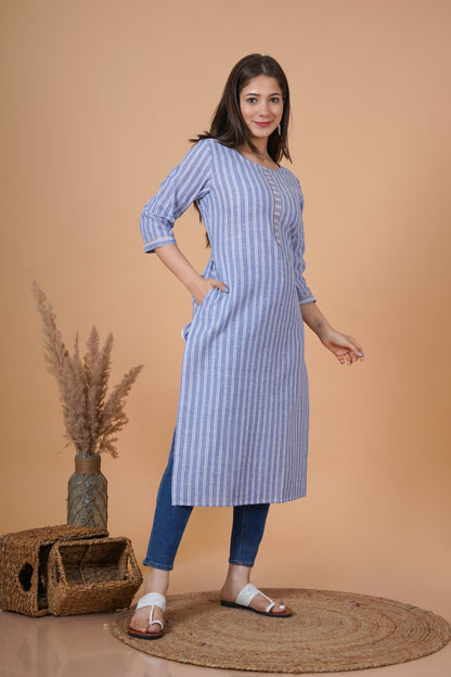 RimeLine Round Neck Straight kurta for women