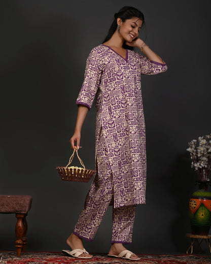 Rimeline Women Floral Printed Regular Pure Cotton Kurta with Trousers