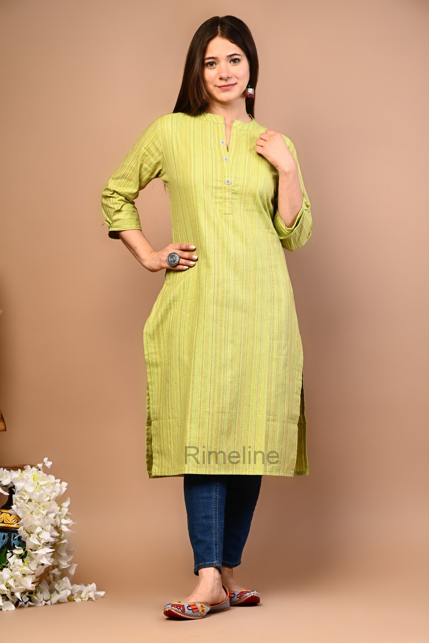 RimeLine Mandarin Straight kurta for women