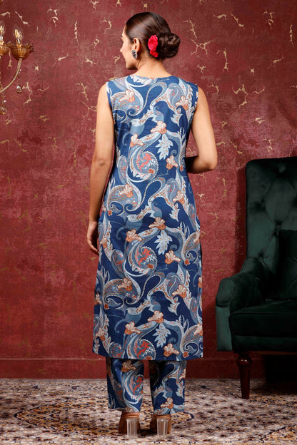 Rimeline Women Floral Printed Cotton Kurta with Trousers & Dupatta