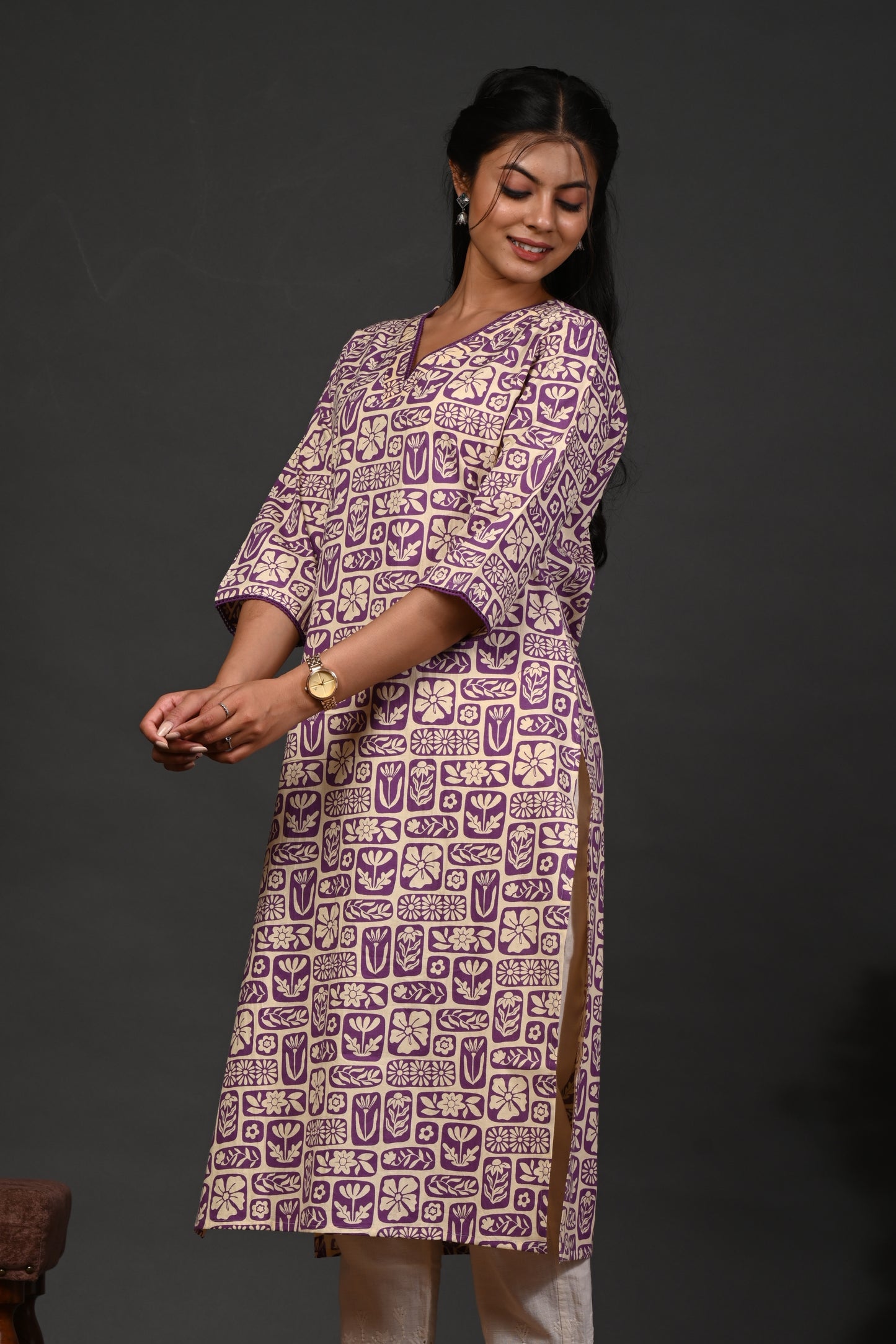 Rimeline Women Floral Printed Festive Cotton Straight Kurta