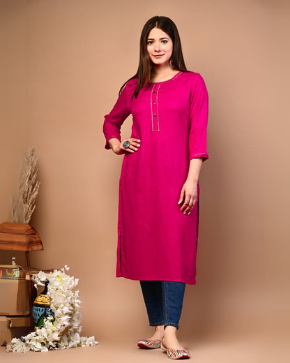 RimeLine Round Neck Straight kurta for women