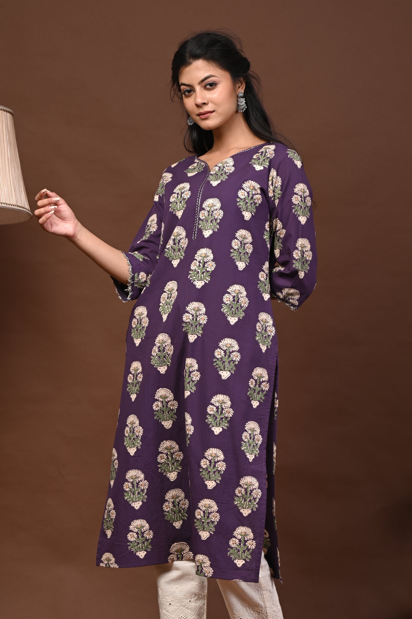 Rimeline Women Floral Printed Festive Cotton Straight Kurta
