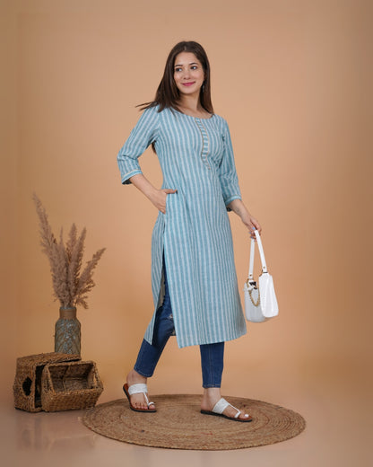 RimeLine Round Neck Straight kurta for women