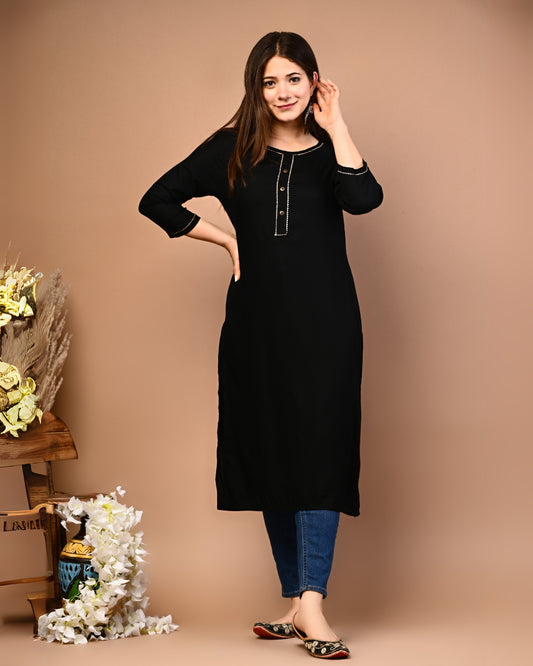 RimeLine Round Neck Straight kurta for women