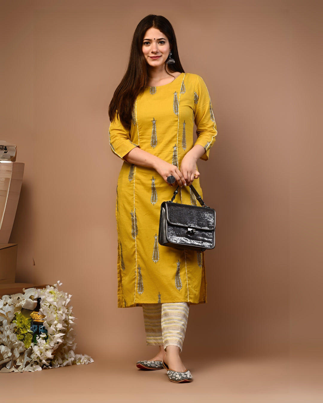 RimeLine Round Neck Straight kurta for women