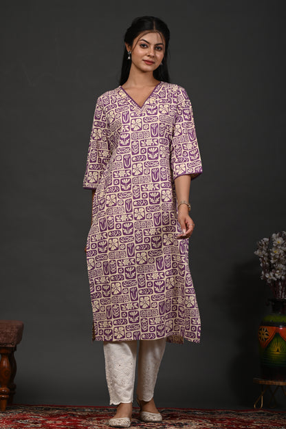 Rimeline Women Floral Printed Festive Cotton Straight Kurta